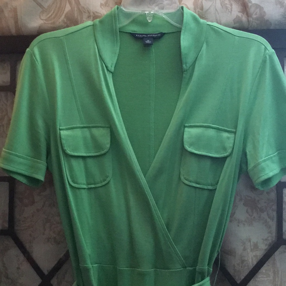 Banana Republic bright green for wrap dress M